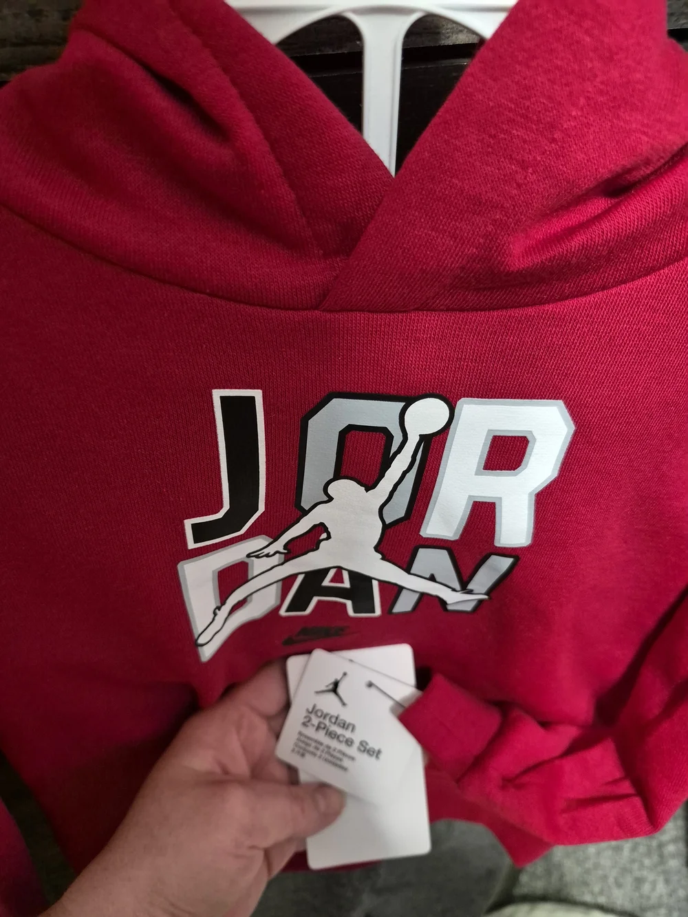 Jordan 24 Month (2t) Red Hoodie with Grey Joggers New